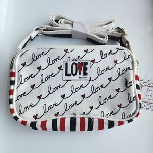 New With Tag Brighton Love Scroll Crossbody Canvas  Purse 2 Zipper Pouches
